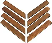 Bare Decor EZ-Floor Corner Trim Piece Interlocking Flooring in Solid Teak Wood (Set of 8), Oiled Finish