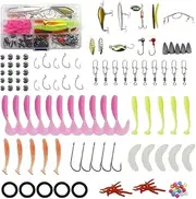 Generic 115pcs Fishing Lures Kit Soft and Hard Bait Jig Hooks Weights Fishing Gifts for Men