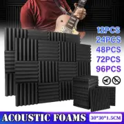12-96PCS Sound Proofing Acoustic Panels Tiles Foam Studio Insulation Bass Traps