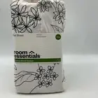Room Essentials King Size Flat Sheet Cotton Blend Sateen White/Black Flower