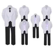 Formal Black White Suit Set Lilac Bow Tie Neck Tie Vest Boy Baby Toddler Teen