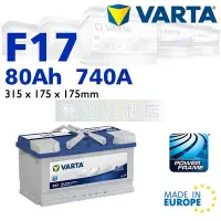 在飛比找Yahoo!奇摩拍賣優惠-[電池便利店]德國華達 VARTA 藍色動力 F17 80A