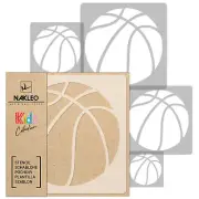 5x reusable PLASTIC Stencils 13.4" to 3.5" Nursery Template BASKETBALL BALL