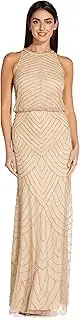 [Adrianna Papell] Women's Halter Art Deco Beaded Blouson Dress