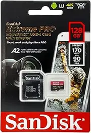 Sandisk Extreme Pro 128GB MicroSDXC Card, Red/Black