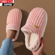 Winter Unisex Concise Solid Color Flat Plush Slippers Non-Slip Warm Fluffy Mule