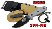 ESEE Model 3 Modified Pommel Black Blade Coyote Brown Sheath + Molle Back 3PM-MB