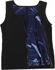 Yardwe Men's Sauna Sweat Vest Compression Workout Shirt with Zipper Breathable Design for Running Gym Yoga Abdominal Sculpting for Enhanced Fat Loss Workout Clothes for Men