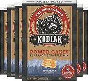 Kodiak Cakes Power Cakes Protein Pancake Mix & Waffle Mix - 100% Whole Grain - Blueberry (Pack of 6)