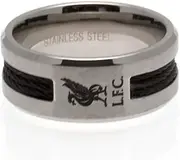 Liverpool FC Black Inlay Ring (UK Size: Large) (Silver)