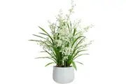 Glamorous Fusion Cream Dancing Lady Orchid Artificial Fake Plant Flower Decorative 78cm In Pot