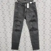 NWT American Eagle Airflex Authentic Skinny Distressed Women's Jeans Gray 28/30