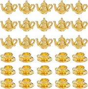 [SUNNYCLUE] 1 Box 40Pcs Tea Cup Charms Gold Tea Charms Bulk Small Coffee Mugs Metal European Engraved Teapot Charm for Jewelry Making Charms Fitting Diy Necklaces Bracelets Earrings Supplies Gifts