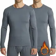 [Lanbaosi] Thermal Shirts for Men Crewneck Long Sleeve Thermal Undershirt Men Base Layer Cold Weather Thermals 2 Pack