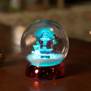 法國三寶貝 100MM聖誕樹&聖誕老公公雪地圓球LED夜燈擺飾