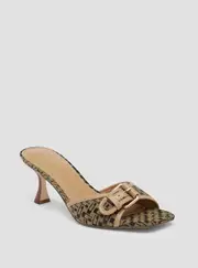 GUESS Women's Brown Logo Dista Kitten Heels Size: 8, Synthetic