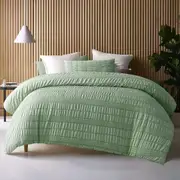 Accessorize Seersucker Sage Polyester Quilt Cover Set (Queen, King)
