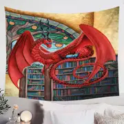 Cool Fantasy Art Librarian Red Dragon Tapestry