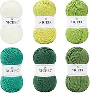 NICEEC 300g Soft Assorted Colors Yarn - Sport Weight,100% Acrylic, 4 Ply, Bonbons Yarn for Crochet & Knit, DIY Project Starter Kit for Kids or Adults(Total 870yds) - Green Series
