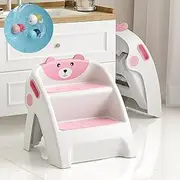 Jolada Australia® Toddler Step Stool for Bathroom Sink, 2 Step Stool for Kids Toilet Potty Training,Faucet Extenders, Potty Reward Chart, Step for Kitchen Counter Nursery Bedroom (1, SS Baby Pink)