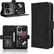 Business Multi-Card Slot Anti-Fall Leather Case Compatible with Nothing CMF Phone 1 Phone Cover Magnetic Flip Cover Stand Holder Phone Shell (Black,Nothing CMF Phone 1)