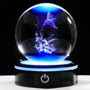 3D Hummingbird Figurine Crystal Ball with Light Base, Hummingbird Gifts for W...