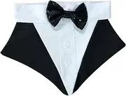 Dog Tuxedo Bow tie Set - Formal Pet Bow Tie for Wedding, Christmas, Birthday Costumes（Excluding pet Tailcoat） (Black tie, S)