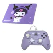 Allone Sanrio Characters Kuromi Gaming Glass Mouse Pad & PC Controller Set