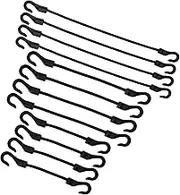 SWZHAI 12 Pcs 2 Inch & 4 Inch & 8 Inch Bungee Cords with Hooks, Small Bungee Straps Elastic Rope Straps, UV Resistant Black Rubber Cord Bungee Straps for Luggage, Camping