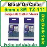 6mm x 8m Brother Black on Clear Compatible TZ-111 P-Touch Laminated Label Tape