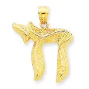 14k Yellow Gold Jewish Chi (Long Life) Pendant C3992