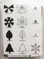 New Shapes And Shadows Stampin Up! Two-Step Rubber Stamp wood mounted Set 12 NIB