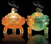 Chinese Liu Li Lotus Buddhism Incense Burner Stick Holder Zen Decor