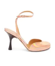 Ankle strap pump in holographic fabric 36 Nude