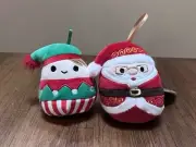 Squishmallow 4” Nick Santa Claus New plush Christmas Ornament Elf Set