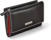 [Woodland Leathers] 100% Genuine Leather Ladies Purse and Wallet for Women, Multi Card Holder RFID Blocking Purses for Women with Coin Zipper Pocket and Cash Compartment, Black, S, Minimalist