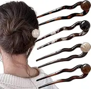 4Pcs French Hair Forks Hair Fork Plastic U Shaped Acetate Hair Pins for Buns French Hairpin U Shaped Hair Pin Hairpins Tortoise Shell French Hair Pin Large Wavy French Hair Pins Tortoise Shell 2 Prong