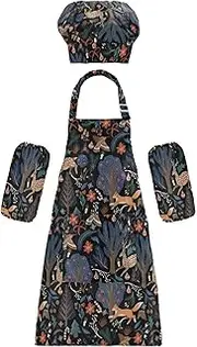 AIXIWAWA Kids Apron Chef Hat Set, Child Kitchen Bib Aprons Adjustable for Cooking Baking Painting (Christmas Deer)