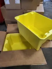 Orbis Yellow Stack-N-Nest Storage Tote 24x19x14 (2pcs) and 1 free Grey Lid