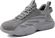 [BIAJIAZHUA] Outdoor Steel Toe Work Boots Slip-Resistant Outsole,Safety Shoes Comfortable Lightweight Breathable,Safety Shoes Anti-Smash Anti-Colision Anti-Stress,Construction Shoes(Gray,5)