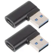 2 Pcs Type-C to USB Converter Travel Adaptor Right Angle Extension