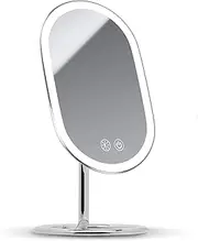 Fancii LED Makeup Mirror with 3 Dimmable Light Settings, Cordless & Rechargeable - Illuminated Tabletop Vanity Mirror, Dual Magnification - Vera (Silver)