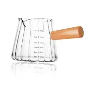 Espresso Measuring Cups With Wood Handle 6 OZ, Espresso Glass Measuring Cup,