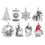 Catzon 8Pcs Solid Pewter Christmas Tree Ornament for Home Party Decorations