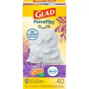 Glad ForceFlex Tall Kitchen Drawstring Trash Bags, 13 Gallon, Gain Lavender with