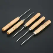 5Pcs Wooden Handle Pricker 140mm Sewing Awls Leather Craft Stitching Repair Tool