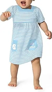 Little King NCAA Infant Girls Short Sleeve Striped Dress with Pockets-100% Cotton-Sizes 6M, 12M and 18M