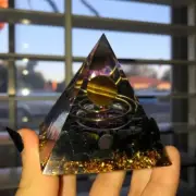 Orgonite Pyramid Tiger's Eye Sphere Obsidian Gemstone Orgone Reiki Energy Heal