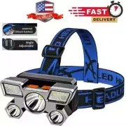 5 LED Headlamp USB Rechargeable Headlight Super Bright Head Torch Flashlight US