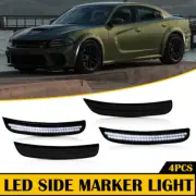 Front 4pcs Rear Side LED Marker Signal Lights White Lamp For 15-22 Dodge Charger
